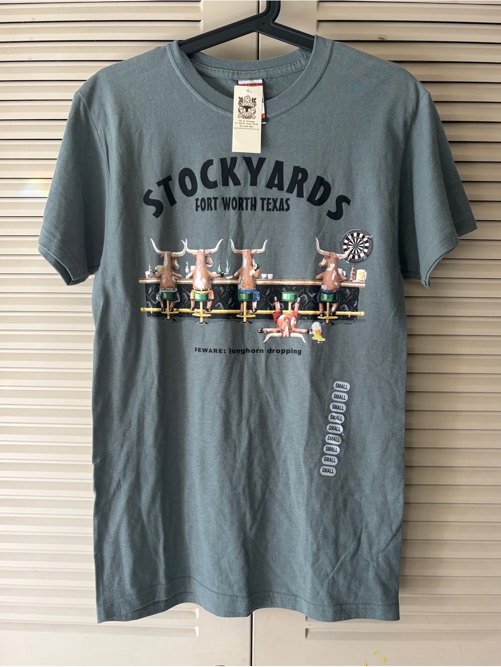 NWT Stockyards Fort Worth Texas Graphic Tee - Slate Green